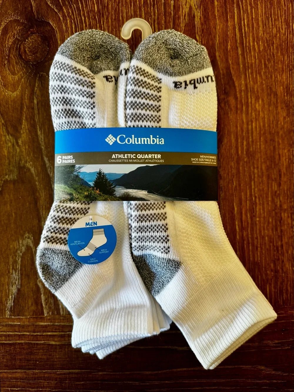 NIP 6-pack Columbia Sportswear quarter crew athletic socks